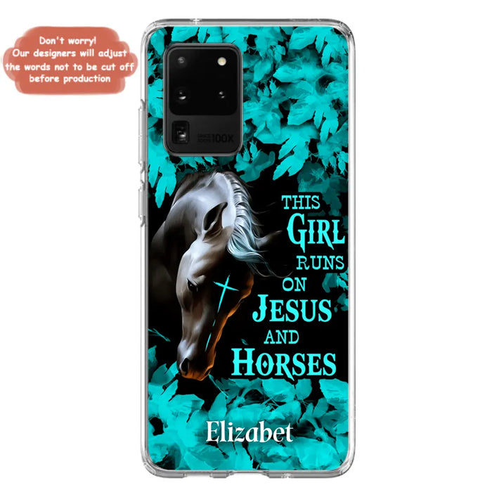 Custom Personalized Horse Girl Phone case - Case For iPhone And Samsung - This Girl Runs On Jesus And Horses