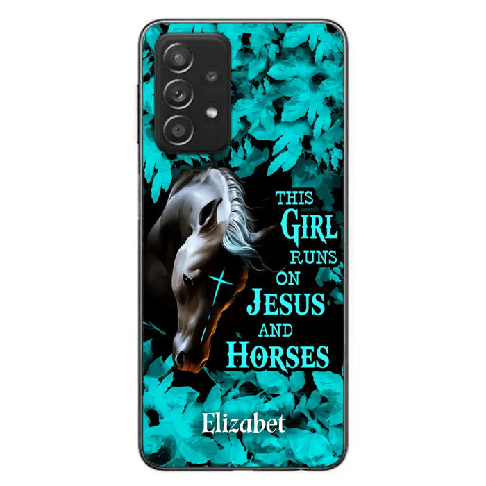 Custom Personalized Horse Girl Phone case - Case For iPhone And Samsung - This Girl Runs On Jesus And Horses