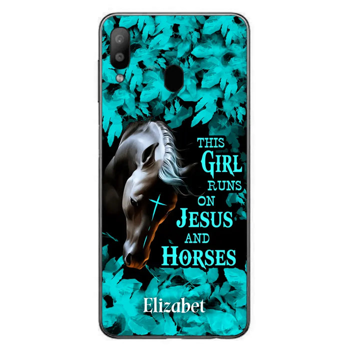 Custom Personalized Horse Girl Phone case - Case For iPhone And Samsung - This Girl Runs On Jesus And Horses