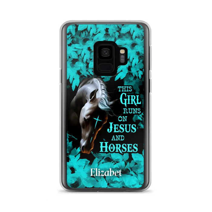 Custom Personalized Horse Girl Phone case - Case For iPhone And Samsung - This Girl Runs On Jesus And Horses