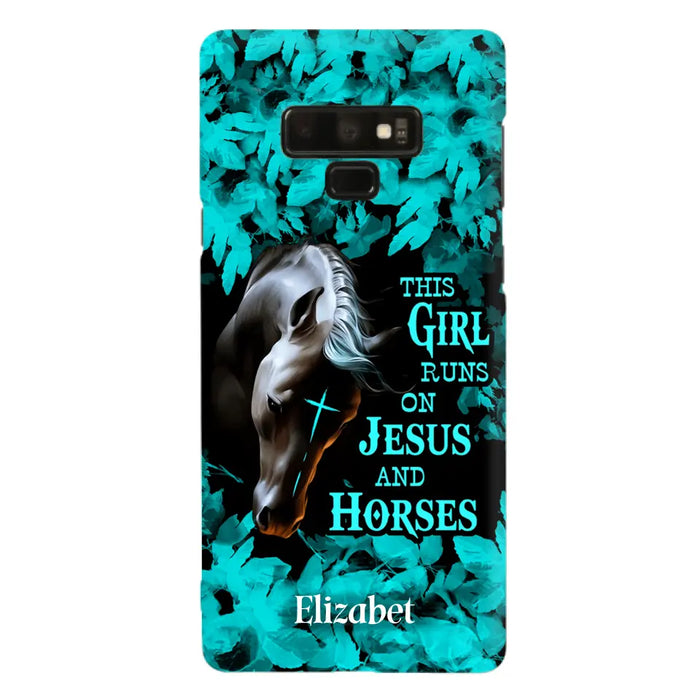 Custom Personalized Horse Girl Phone case - Case For iPhone And Samsung - This Girl Runs On Jesus And Horses