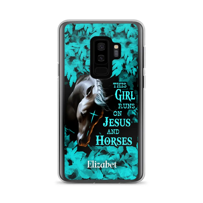 Custom Personalized Horse Girl Phone case - Case For iPhone And Samsung - This Girl Runs On Jesus And Horses