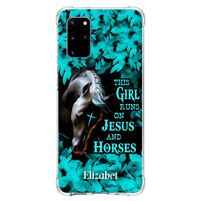 Custom Personalized Horse Girl Phone case - Case For iPhone And Samsung - This Girl Runs On Jesus And Horses