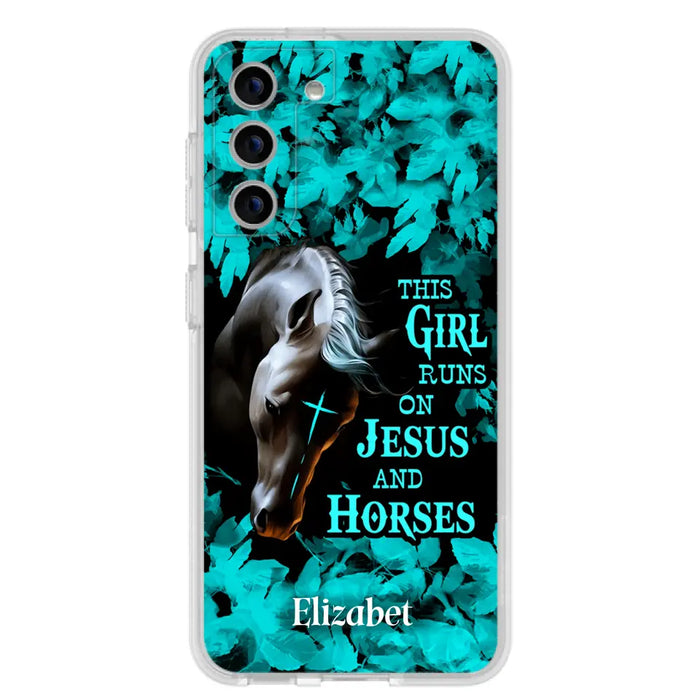 Custom Personalized Horse Girl Phone case - Case For iPhone And Samsung - This Girl Runs On Jesus And Horses