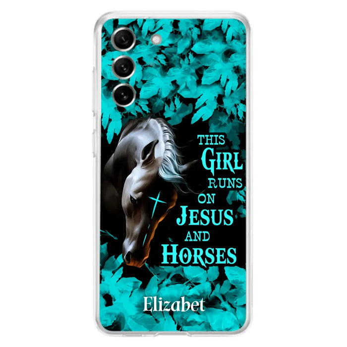 Custom Personalized Horse Girl Phone case - Case For iPhone And Samsung - This Girl Runs On Jesus And Horses