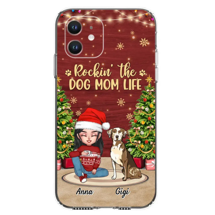 Custom Personalized Dog Mom iPhone/ Samsung Case - Christmas Gift Idea For Dogs Lovers - Upto 4 Dogs - Rockin' The Dog Mom Life