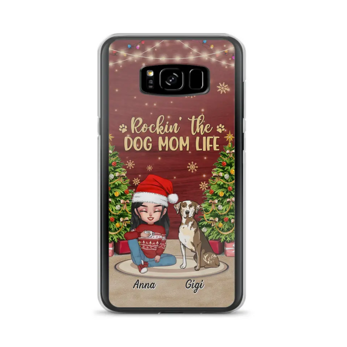 Custom Personalized Dog Mom iPhone/ Samsung Case - Christmas Gift Idea For Dogs Lovers - Upto 4 Dogs - Rockin' The Dog Mom Life