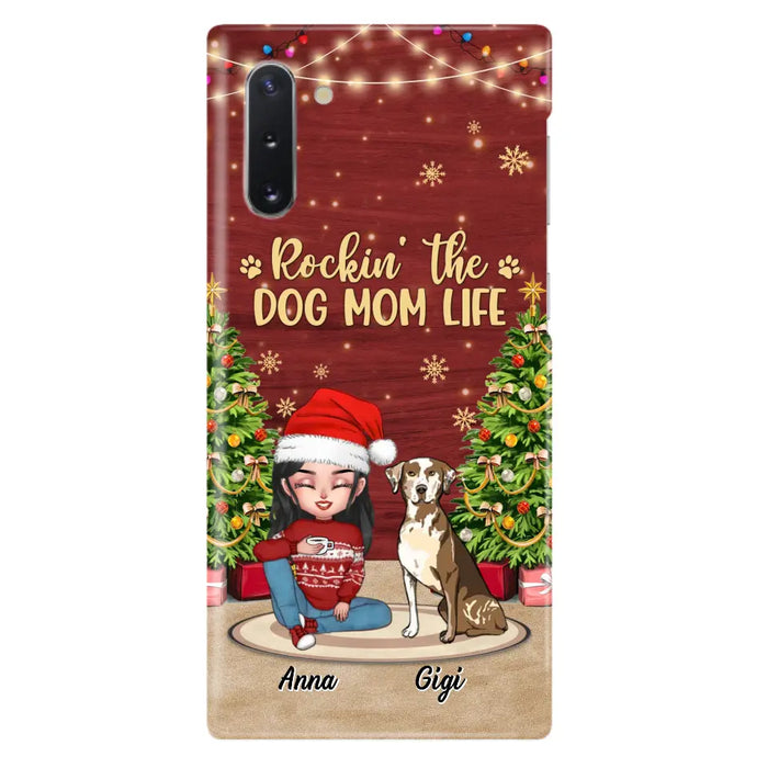 Custom Personalized Dog Mom iPhone/ Samsung Case - Christmas Gift Idea For Dogs Lovers - Upto 4 Dogs - Rockin' The Dog Mom Life