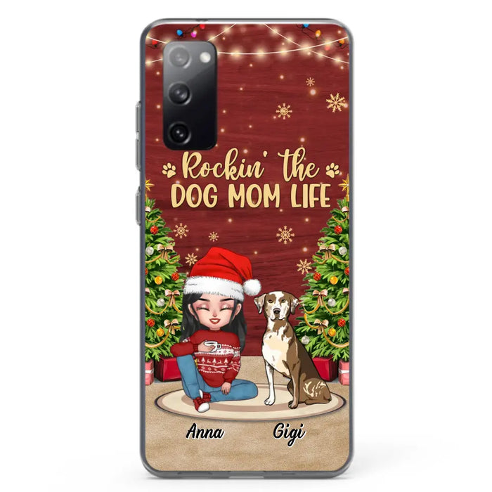 Custom Personalized Dog Mom iPhone/ Samsung Case - Christmas Gift Idea For Dogs Lovers - Upto 4 Dogs - Rockin' The Dog Mom Life