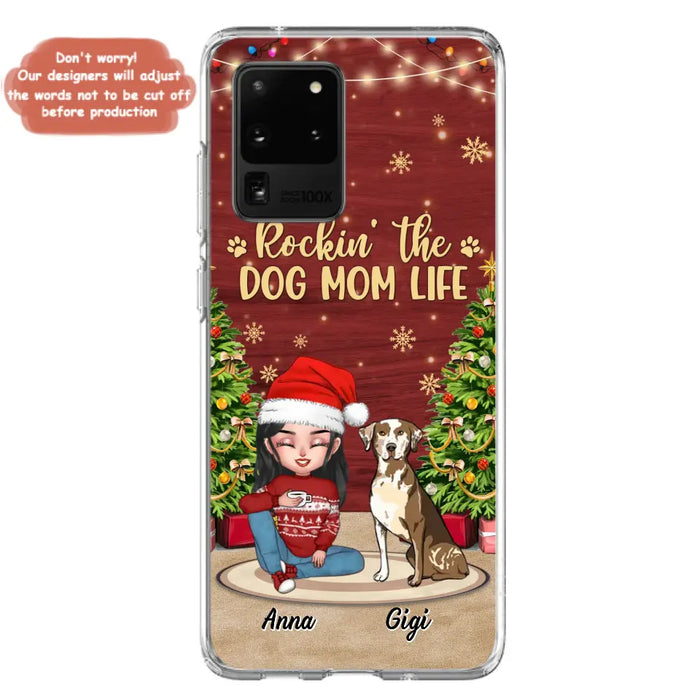 Custom Personalized Dog Mom iPhone/ Samsung Case - Christmas Gift Idea For Dogs Lovers - Upto 4 Dogs - Rockin' The Dog Mom Life