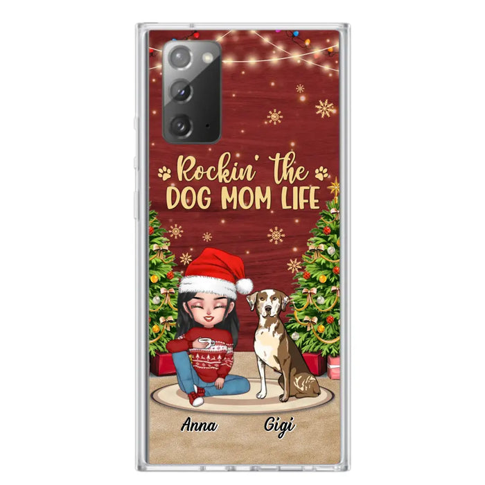 Custom Personalized Dog Mom iPhone/ Samsung Case - Christmas Gift Idea For Dogs Lovers - Upto 4 Dogs - Rockin' The Dog Mom Life