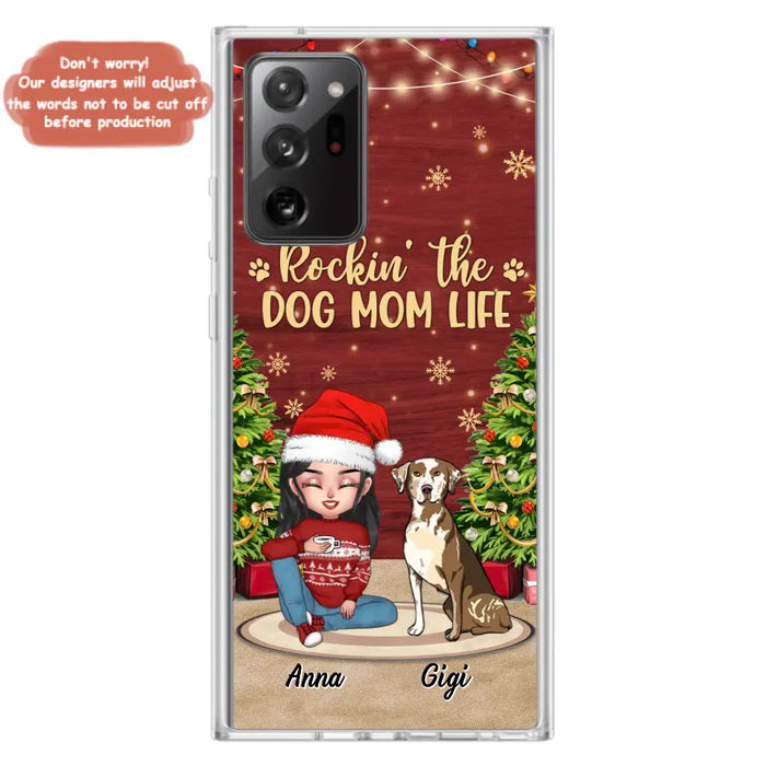 Custom Personalized Dog Mom iPhone/ Samsung Case - Christmas Gift Idea For Dogs Lovers - Upto 4 Dogs - Rockin' The Dog Mom Life