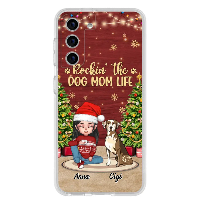 Custom Personalized Dog Mom iPhone/ Samsung Case - Christmas Gift Idea For Dogs Lovers - Upto 4 Dogs - Rockin' The Dog Mom Life