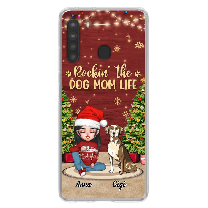 Custom Personalized Dog Mom iPhone/ Samsung Case - Christmas Gift Idea For Dogs Lovers - Upto 4 Dogs - Rockin' The Dog Mom Life