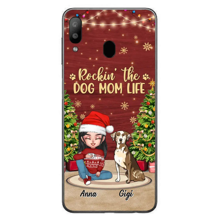 Custom Personalized Dog Mom iPhone/ Samsung Case - Christmas Gift Idea For Dogs Lovers - Upto 4 Dogs - Rockin' The Dog Mom Life