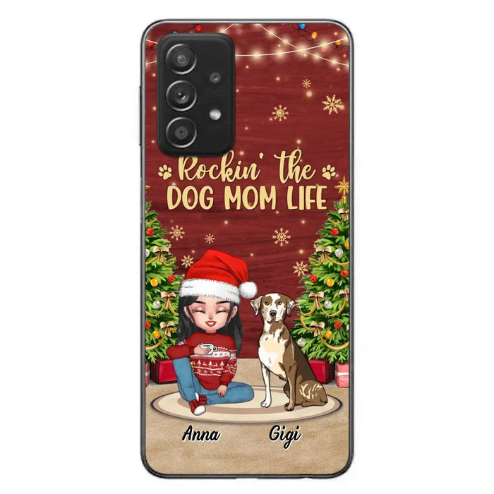 Custom Personalized Dog Mom iPhone/ Samsung Case - Christmas Gift Idea For Dogs Lovers - Upto 4 Dogs - Rockin' The Dog Mom Life