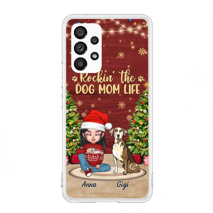 Custom Personalized Dog Mom iPhone/ Samsung Case - Christmas Gift Idea For Dogs Lovers - Upto 4 Dogs - Rockin' The Dog Mom Life