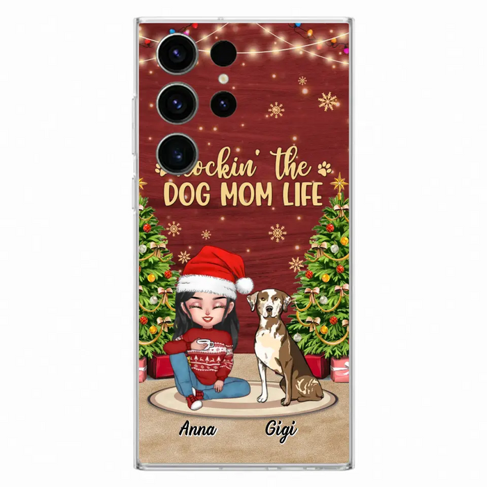 Custom Personalized Dog Mom iPhone/ Samsung Case - Christmas Gift Idea For Dogs Lovers - Upto 4 Dogs - Rockin' The Dog Mom Life