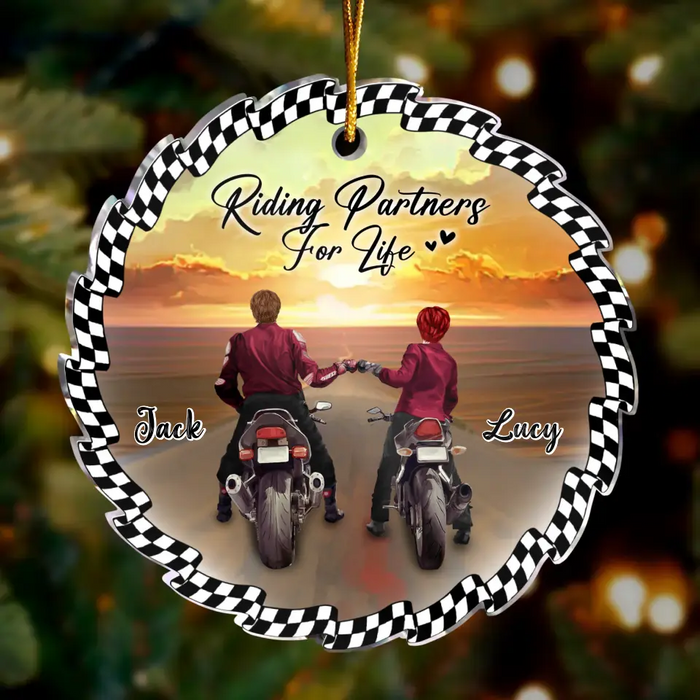 Riding Partners For Life - Personalized Custom Acrylic Ornament - Gift Idea For Christmas/ Couple/ Biker Lover