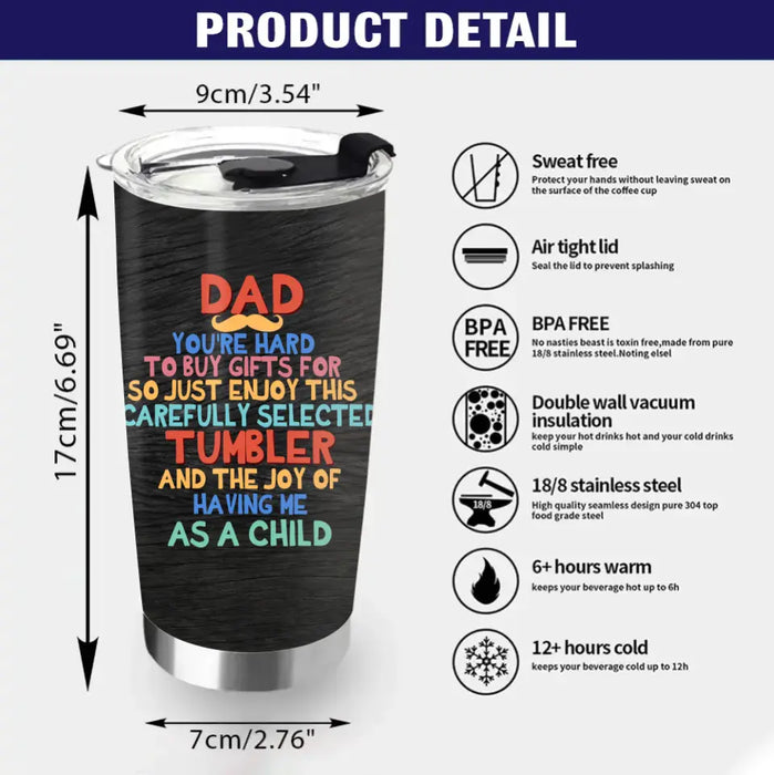 Custom Personalized Dad Tumbler - Christmas Gift Idea For Dad - Upto 6 Kids - Merry Christmas From Your Favorite Financial Burden