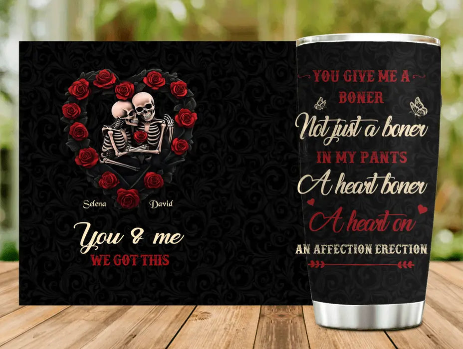 Custom Personalized Skull Couple Tumbler - Gift Idea For Couple/ Him/ Her - You & Me We Got This