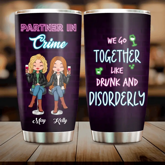 Custom Personalized Besties Tumbler - Christmas Gift Idea for Sisters/Friends/Besties - Partner In Crime