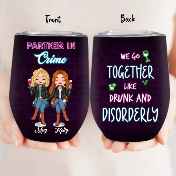 Custom Personalized Besties Wine Tumbler - Christmas Gift Idea for Sisters/Friends/Besties - Partner In Crime