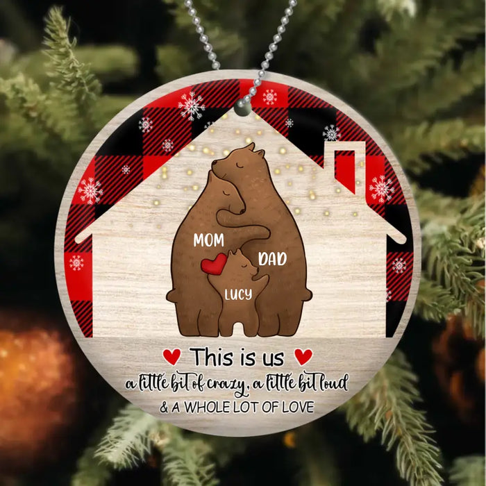 Custom Personalized Family Christmas Circle Wooden Ornament - Up to 4 Child - Gift Idea For Couple/ Family - This Is Us