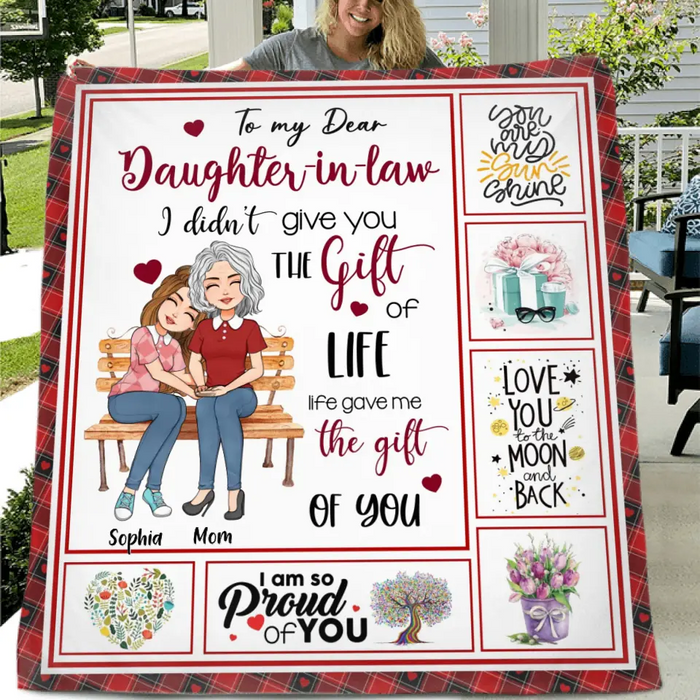 Custom Personalized Mom & Daughter Quilt/Single Layer Fleece Blanket - Best Gift Idea For Daughter-To My Dear Daughter-In-Laws