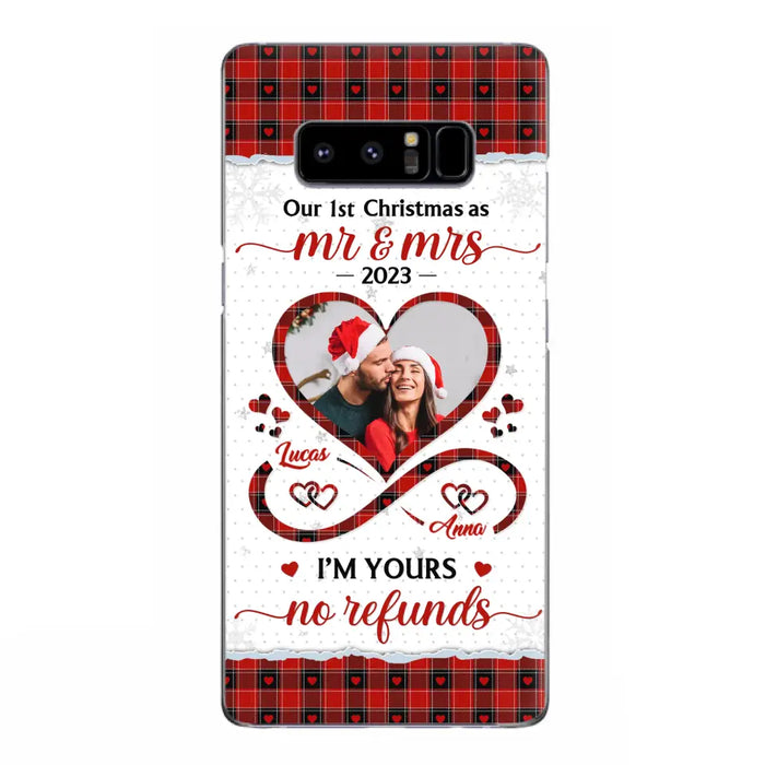 Custom Personalized Couple Photo Phone Case - Christmas Gift Idea For Couple/ Him/ Her - Our 1st Christmas As Mr & Mrs - Case For iPhone/Samsung