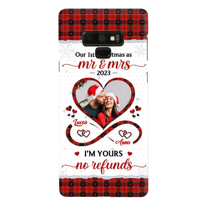 Custom Personalized Couple Photo Phone Case - Christmas Gift Idea For Couple/ Him/ Her - Our 1st Christmas As Mr & Mrs - Case For iPhone/Samsung