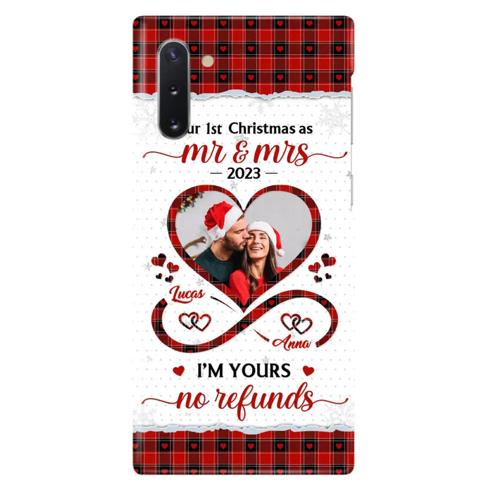 Custom Personalized Couple Photo Phone Case - Christmas Gift Idea For Couple/ Him/ Her - Our 1st Christmas As Mr & Mrs - Case For iPhone/Samsung