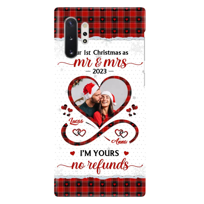 Custom Personalized Couple Photo Phone Case - Christmas Gift Idea For Couple/ Him/ Her - Our 1st Christmas As Mr & Mrs - Case For iPhone/Samsung