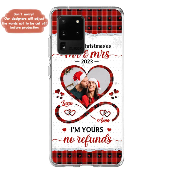 Custom Personalized Couple Photo Phone Case - Christmas Gift Idea For Couple/ Him/ Her - Our 1st Christmas As Mr & Mrs - Case For iPhone/Samsung