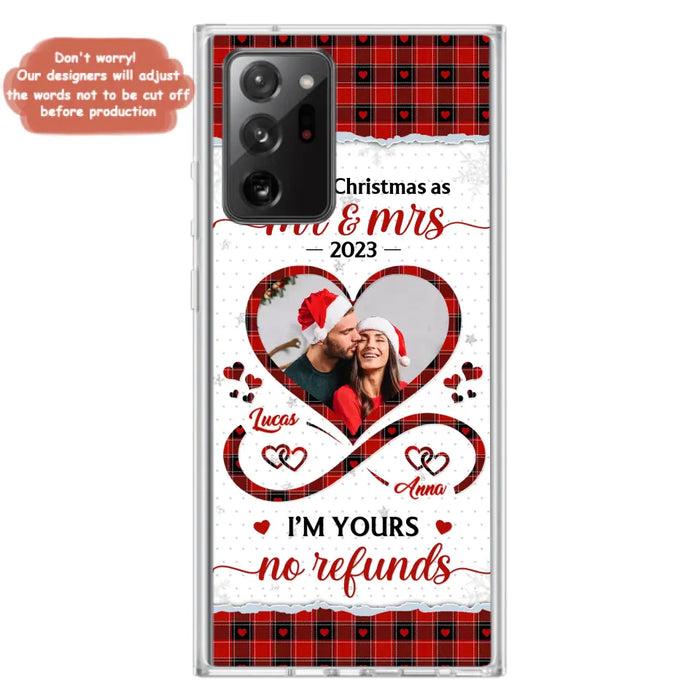 Custom Personalized Couple Photo Phone Case - Christmas Gift Idea For Couple/ Him/ Her - Our 1st Christmas As Mr & Mrs - Case For iPhone/Samsung