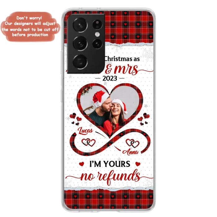 Custom Personalized Couple Photo Phone Case - Christmas Gift Idea For Couple/ Him/ Her - Our 1st Christmas As Mr & Mrs - Case For iPhone/Samsung