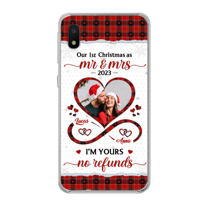 Custom Personalized Couple Photo Phone Case - Christmas Gift Idea For Couple/ Him/ Her - Our 1st Christmas As Mr & Mrs - Case For iPhone/Samsung