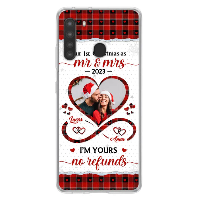 Custom Personalized Couple Photo Phone Case - Christmas Gift Idea For Couple/ Him/ Her - Our 1st Christmas As Mr & Mrs - Case For iPhone/Samsung