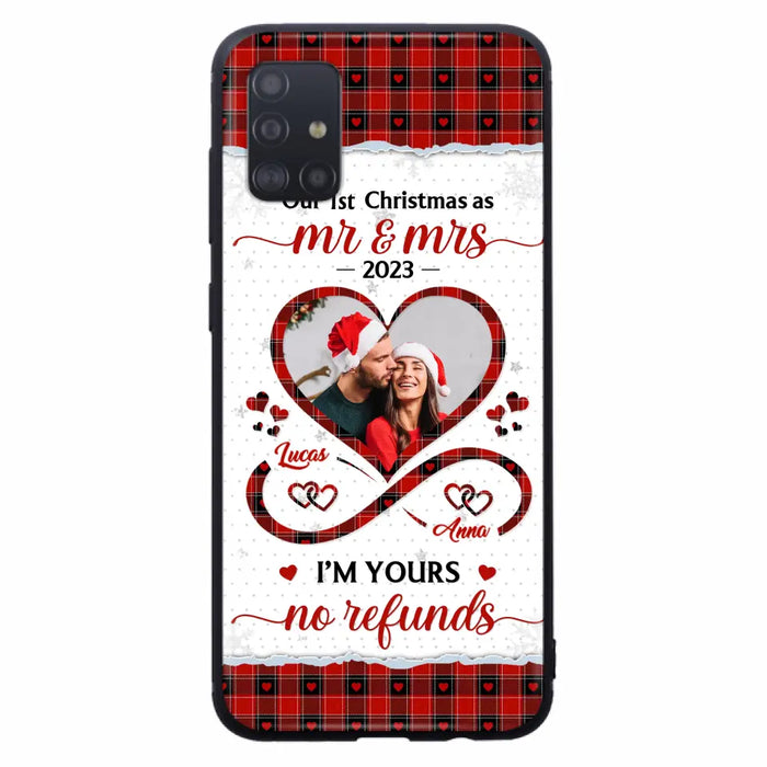 Custom Personalized Couple Photo Phone Case - Christmas Gift Idea For Couple/ Him/ Her - Our 1st Christmas As Mr & Mrs - Case For iPhone/Samsung