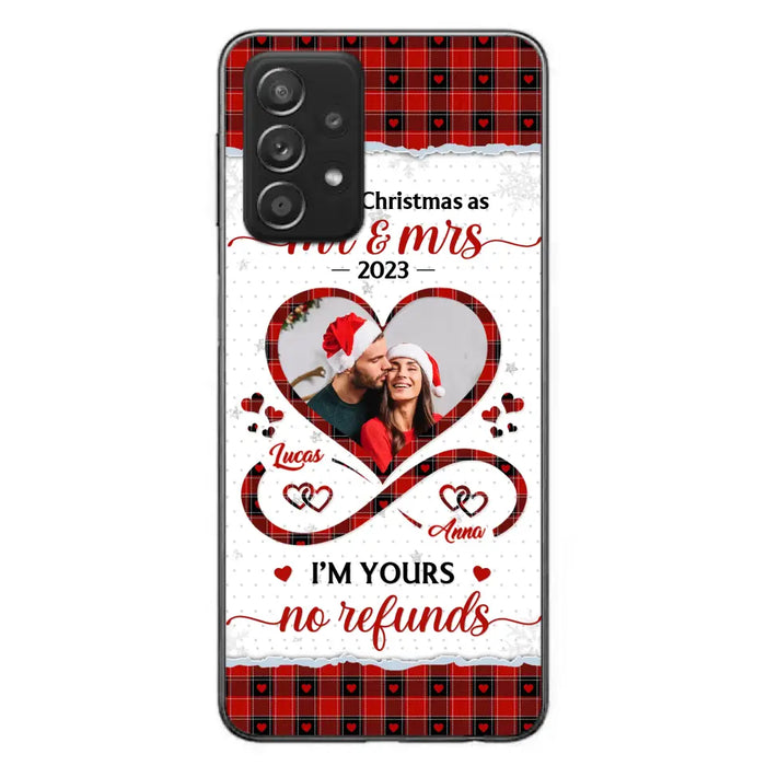 Custom Personalized Couple Photo Phone Case - Christmas Gift Idea For Couple/ Him/ Her - Our 1st Christmas As Mr & Mrs - Case For iPhone/Samsung