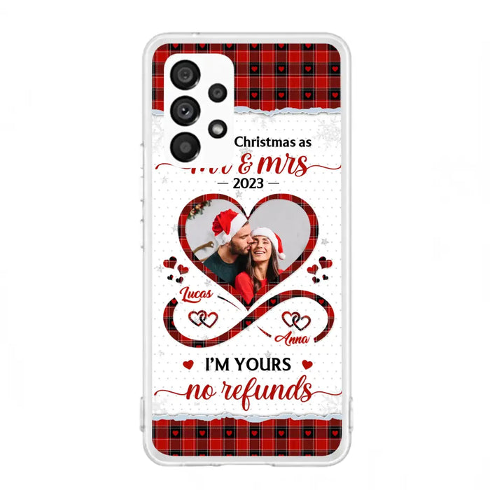 Custom Personalized Couple Photo Phone Case - Christmas Gift Idea For Couple/ Him/ Her - Our 1st Christmas As Mr & Mrs - Case For iPhone/Samsung