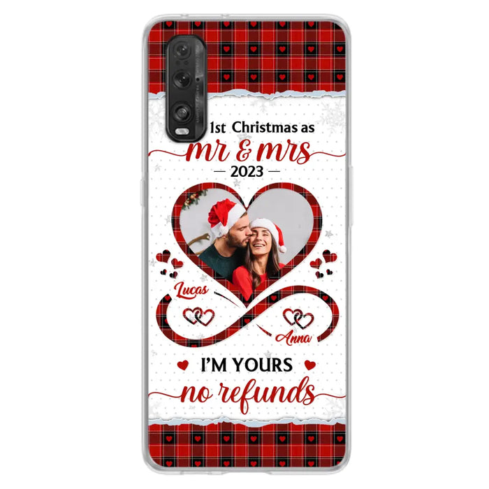 Custom Personalized Couple Photo Phone Case - Christmas Gift Idea For Couple/ Him/ Her - Our 1st Christmas As Mr & Mrs - Case For Oppo/ Xiaomi/ Huawei