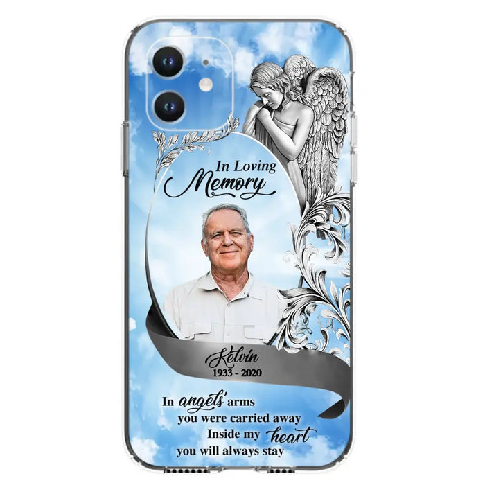 Custom Personalized Memorial Photo Phone Case - Memorial Gift Idea for Family - Inside My Heart You Will Always Stay - Case For iPhone/Samsung