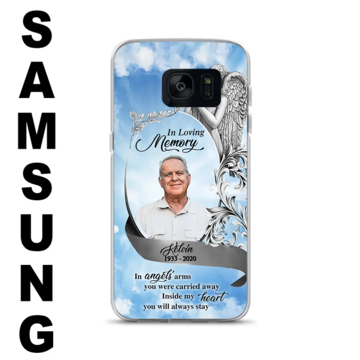 Custom Personalized Memorial Photo Phone Case - Memorial Gift Idea for Family - Inside My Heart You Will Always Stay - Case For iPhone/Samsung