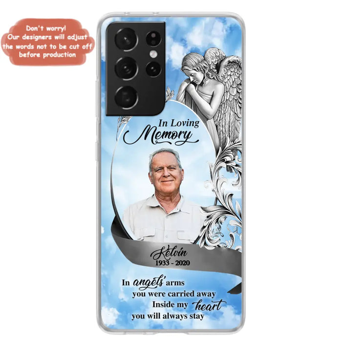 Custom Personalized Memorial Photo Phone Case - Memorial Gift Idea for Family - Inside My Heart You Will Always Stay - Case For iPhone/Samsung