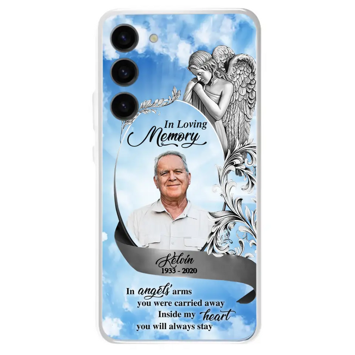 Custom Personalized Memorial Photo Phone Case - Memorial Gift Idea for Family - Inside My Heart You Will Always Stay - Case For iPhone/Samsung