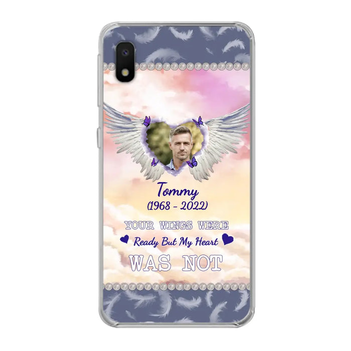 Custom Personalized Memorial Photo Phone Case - Memorial Gift Idea for Family - Your Wings Were Ready But My Heart Was Not - Case For iPhone/Samsung