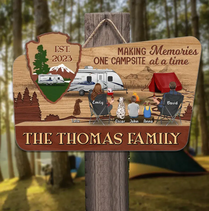 Custom Personalized Camping Wooden Sign - Gift Idea For Camping Lovers/ Couple/ Family - Making Memories One Campsite At A Time EST.2023