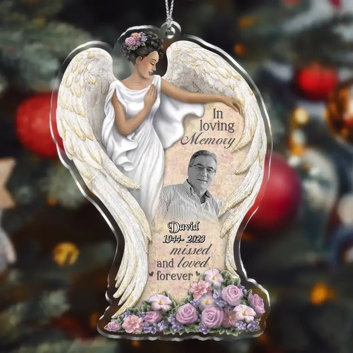 Custom Personalized Angel Memorial Acrylic Ornament - Upload Photo - Memorial Gift Idea For Family Member/ Pet Lover - In Loving Memory