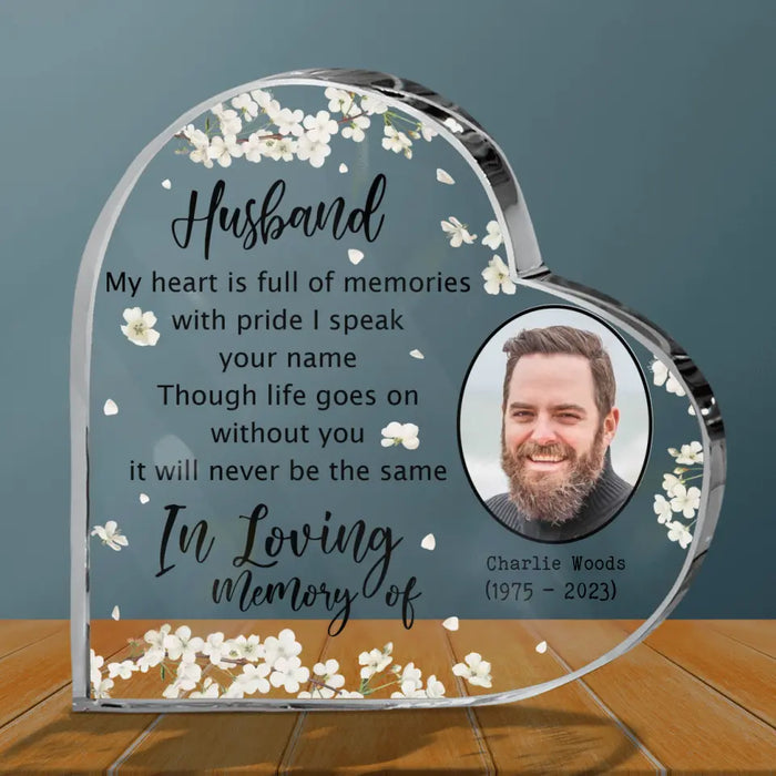 Custom Personalized Widow Crystal Heart - Memorial Gift Idea - My Heart Is Full Of Memories